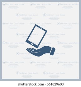 in the hands of the smartphone icon, vector illustration. 