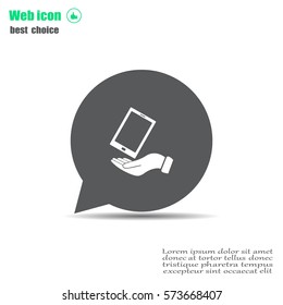 in the hands of the smartphone icon, vector illustration. 