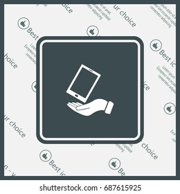in the hands of the smartphone icon, vector illustration. 