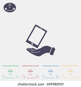 in the hands of the smartphone icon, vector illustration. 