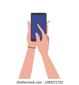 hands with smartphone isolated icon