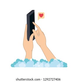 hands with smartphone isolated icon