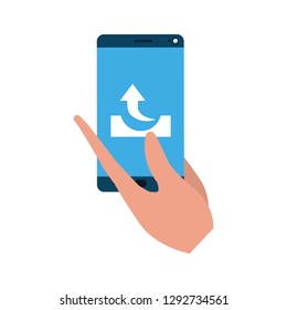 hands with smartphone isolated icon