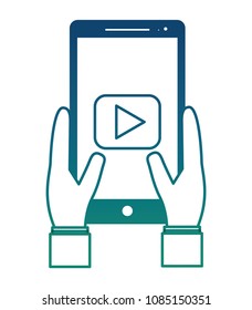 hands with smartphone and media player
