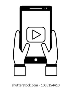 hands with smartphone and media player