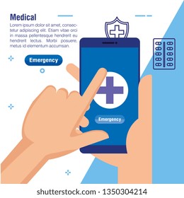 hands with smartphone medical technology to consultation