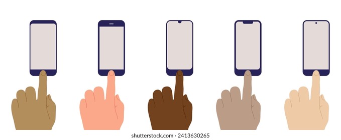  Hands with smartphone on white background