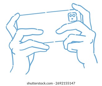 Hands and a smartphone. Vector sketch illustration.
