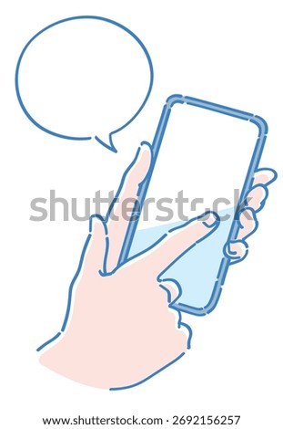 Hands and a smartphone. Vector sketch illustration.