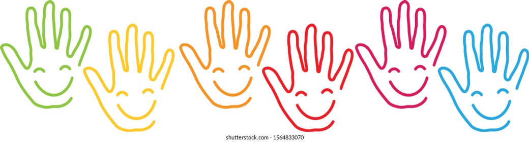 Hands with smile, children and hands background