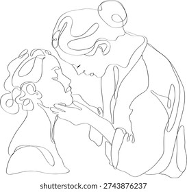 Sculptor’s hands smoothing bust. Woman gently touching face of classical female bust in soft natural light for serene and emotional sculpture appreciation