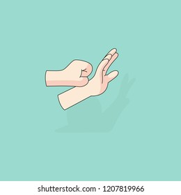 Hands with snail shadow icon. Trendy Flat style for graphic design, Web site, UI. EPS10. - Vector illustration