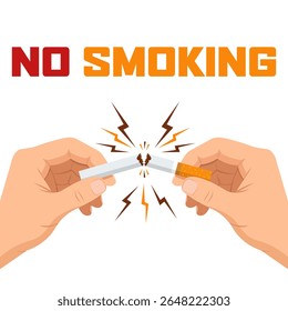 Hands Snapping a Cigarette, Symbolizing the Decision to Quit Smoking, Promote Health, and Embrace a Smoke-Free Future.