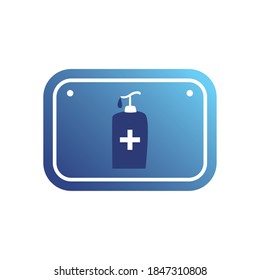 Hands soap bottle in road sign gradient style icon design, Disinfects clean antibacterial and hygiene theme Vector illustration