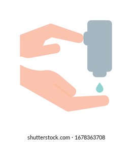 Dispensador de manos y jabón con diseño de iconos de estilo cruzado de atención médica higiene atención de salud ayuda de emergencia clínica y tema del paciente Ilustración vectorial
