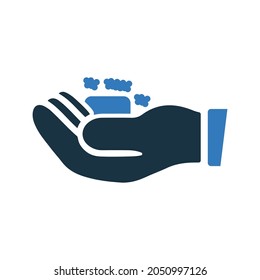 Hands, soap, wash icon. Simple editable vector design isolated on a white background.