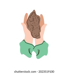 hands with soil icon isolated