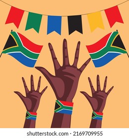 hands with south africa flag heritage day