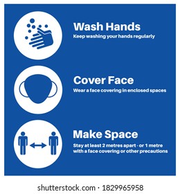 Hands Space Face Covid-19 Information Vector Illustration