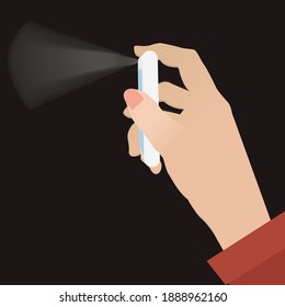 Hands are spraying isolated on background