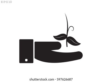Hands, sprout, icon, vector illustration of Eps10