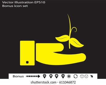 Hands, sprout, icon, vector illustration of Eps10