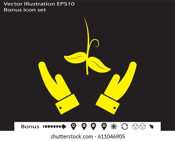 Hands, sprout, icon, vector illustration of Eps10