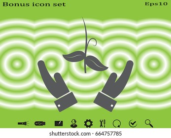 Hands, sprout, icon, vector illustration of Eps10