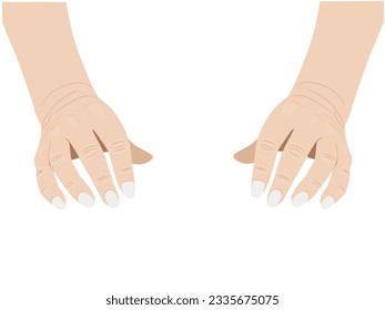 Hands are squeezing on a white background.