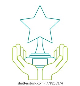 hands with star trophy winner icon