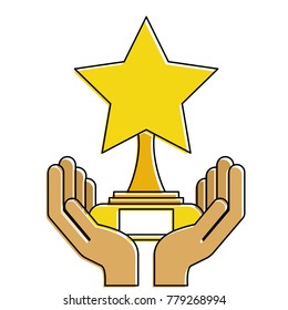 hands with star trophy winner icon