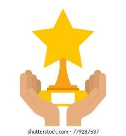 hands with star trophy winner icon