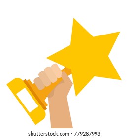 hands with star trophy winner icon