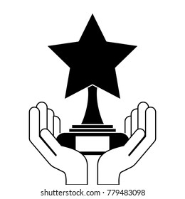 hands with star trophy winner icon