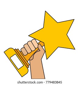 hands with star trophy winner icon