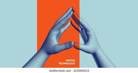 Hands With Steepled Fingers. Man Body Language For Confidence And Self-esteem. Symbolic For Unity And Harmony. 3D Illustration For Banner, Poster, Cover, Brochure Or Presentation. 