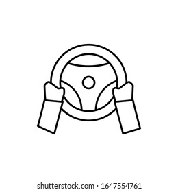 Hands, steering wheel icon. Simple line, outline vector elements of driving school icons for ui and ux, website or mobile application