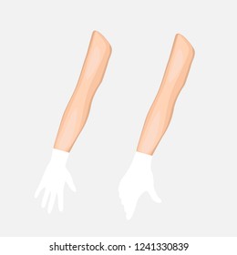 Hands in sterile gloves. Vector illustration.