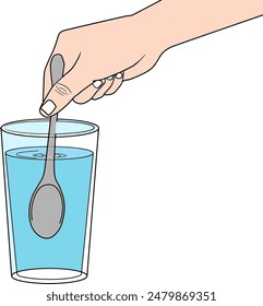 hands stir the water vector illustration isolated on white background