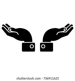 hands support icon, vector illustration, black sign on isolated background