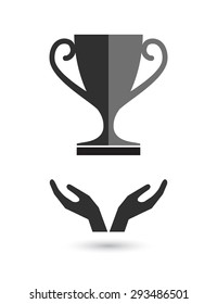 hands support trophy cup prize icon