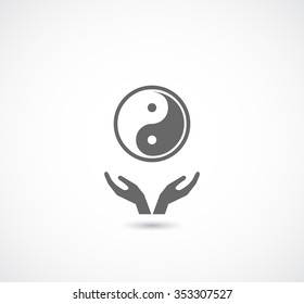 hands support ying yang symbol icon