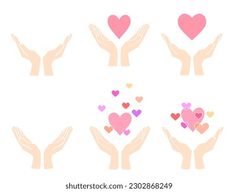 Hands supporting the heart, set without main line