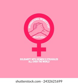 hands supporting international womens day social media post vector