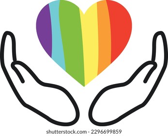 Hands supporting LGBT love vector illustration, LGBT LGBTQ Love logo