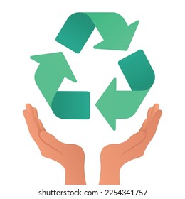Hands Suppoting Gradient Recycle Sign Vectorart