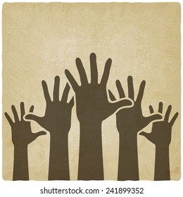 hands up symbol old background - vector illustration. eps 10