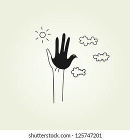 hands symbolizing a dove