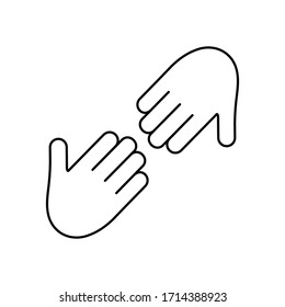 Hands symbolizing a team or teamwork flat icon for business, inclusion concept, love concept isolated on white background