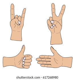 Hands symbols, line art illustration